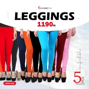 5 PCs Pack Assorted/Random color Leggings for Women